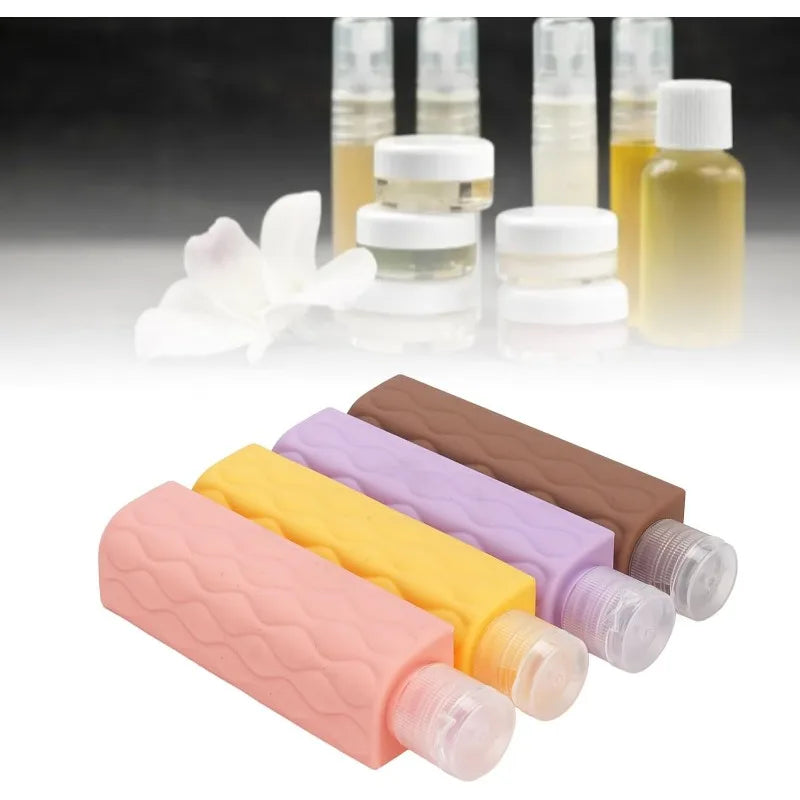 4 in 1 Silicone Travel Bottles Set | Leak Proof Portable Containers