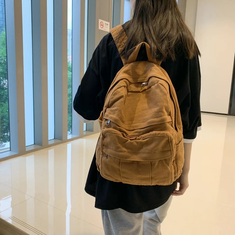 Stylish Vintage Fabric Backpack | Trendy & Functional Student Bag