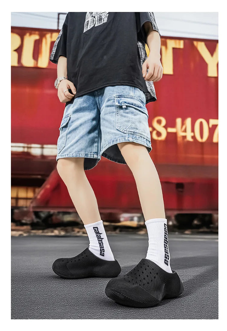 Generic Closed Toe Clogs 3d Printed Thick Sole Non Slip Soft Cushion Casual Summer Outdoor Slippers For Men Women Couple