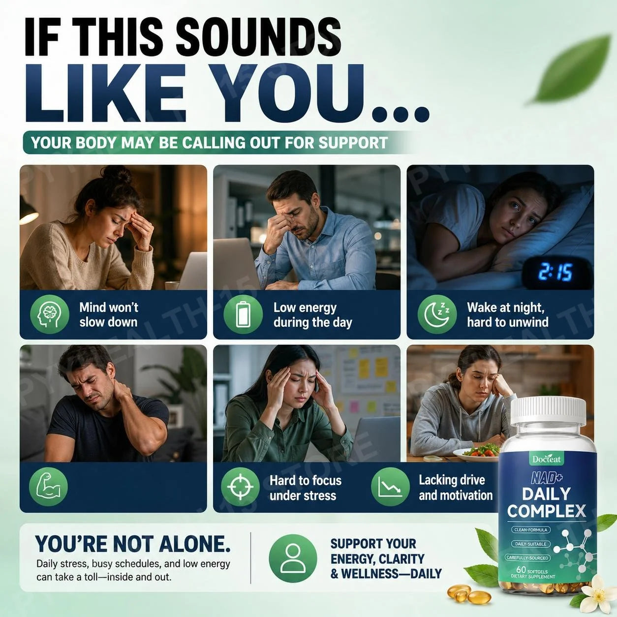 NAD+ and NAC Daily Complex Softgels | Antioxidant Energy Support
