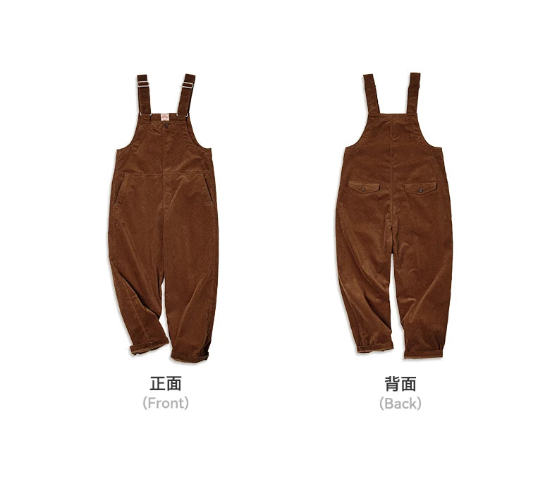 Men's Retro Corduroy Overalls | Adjustable Suspender Jumpsuit