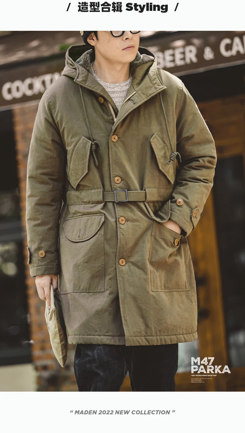 Men's Heavyweight Hooded Parka | Warm Cotton Winter Coat