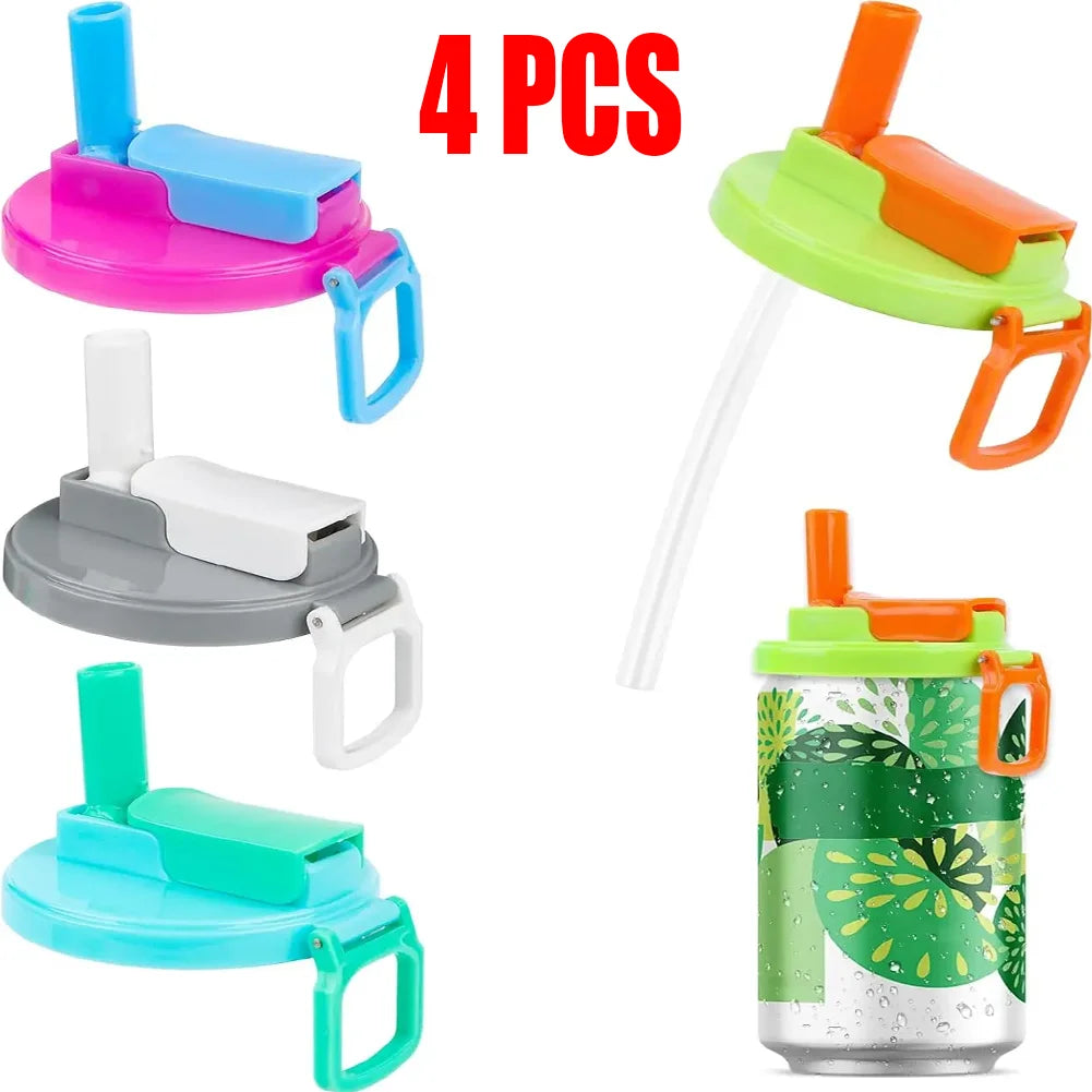 Reusable Silicone Can Lids With Straws - Leak-Proof & Eco-Friendly