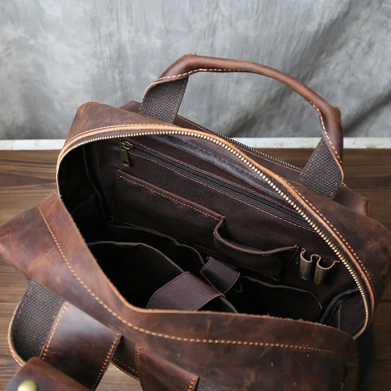 Men's Retro Genuine Leather Backpack | Spacious Multi Pocket Design