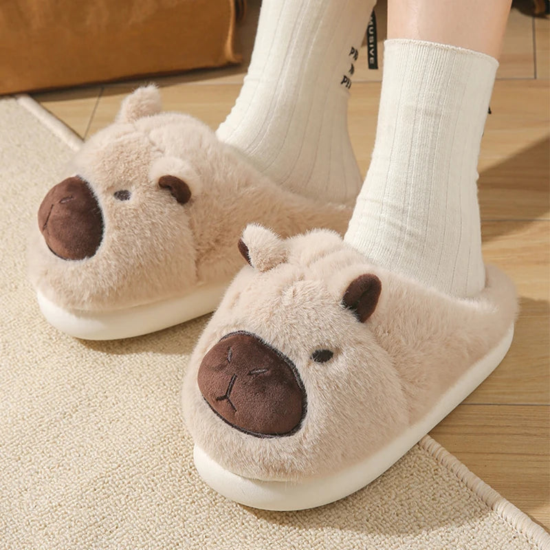 Women's Cute Plush Capybara Slippers | Cozy Indoor House Shoes