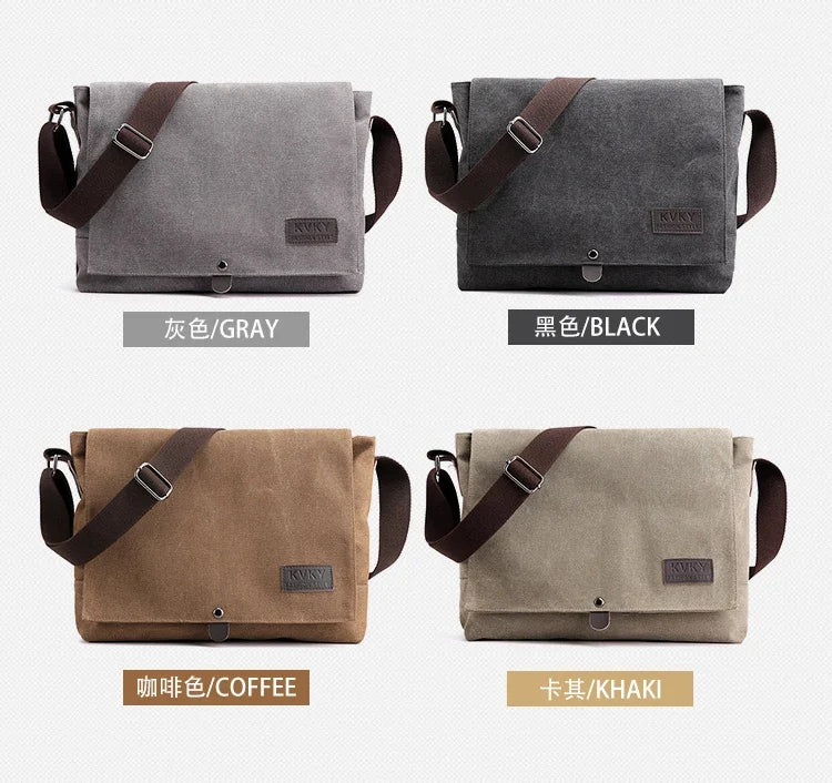 Bolso bandolera de lona de alta calidad para hombre | Elegante bolso satchel