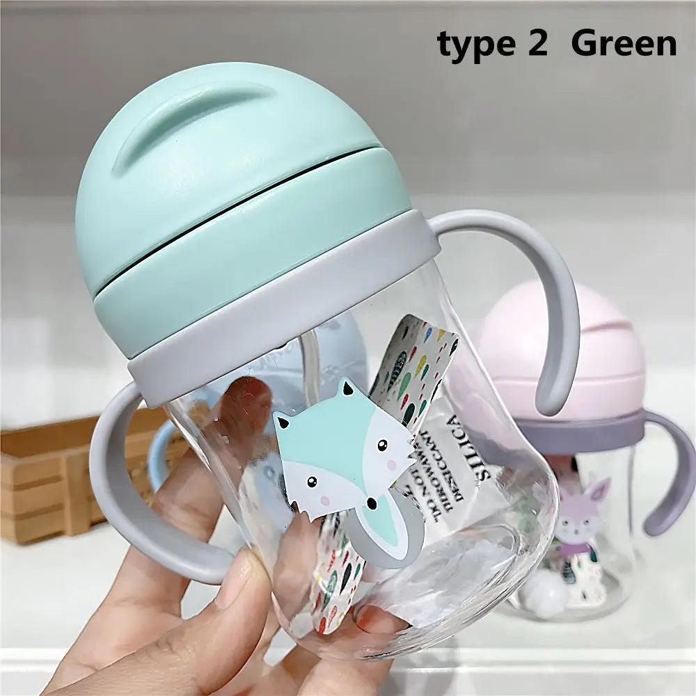 250ML Cartoon Pattern Child Drinking Bottle with Straw