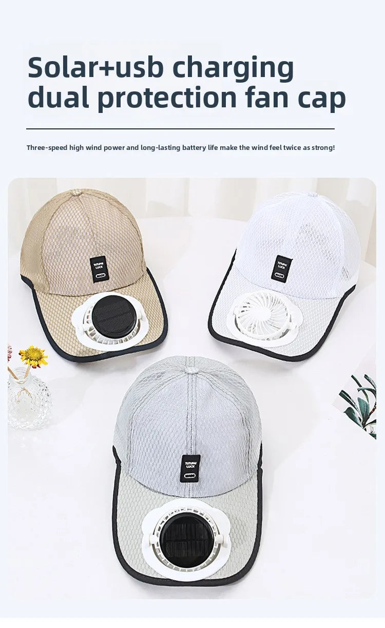 Solar Charging Fan Hat | Breathable UV Protection Baseball Cap