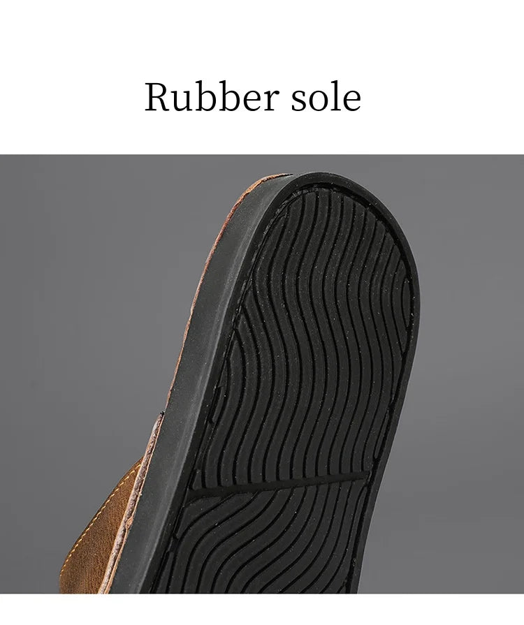 Men's Luxury Leather Slippers | Non-Slip Casual Wear for Summer