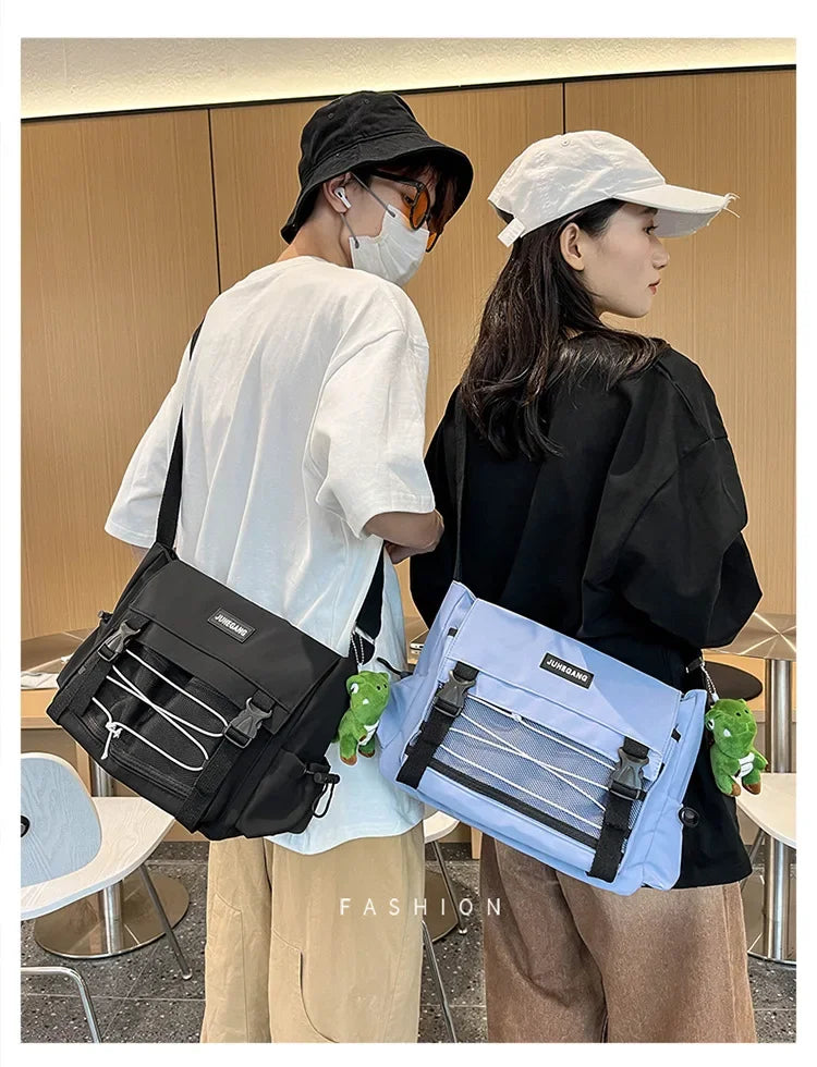 Bolso cruzado de nailon elegante para adolescentes | Bandolera multibolsillos