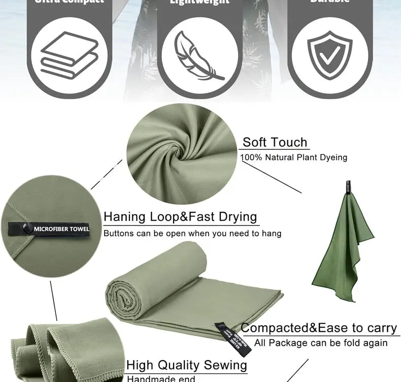 Quick-Drying Microfiber Camping Towel | Super Absorbent Travel Towel