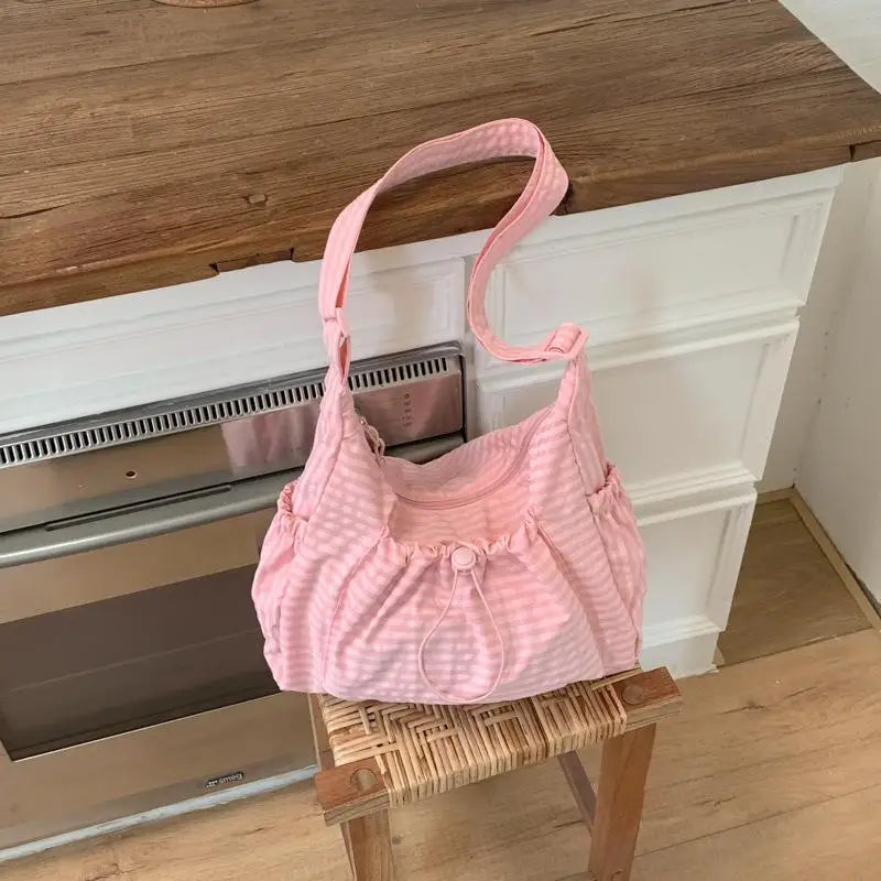 Stylish Plaid Nylon Shoulder Tote Bag | Versatile Everyday Accessory