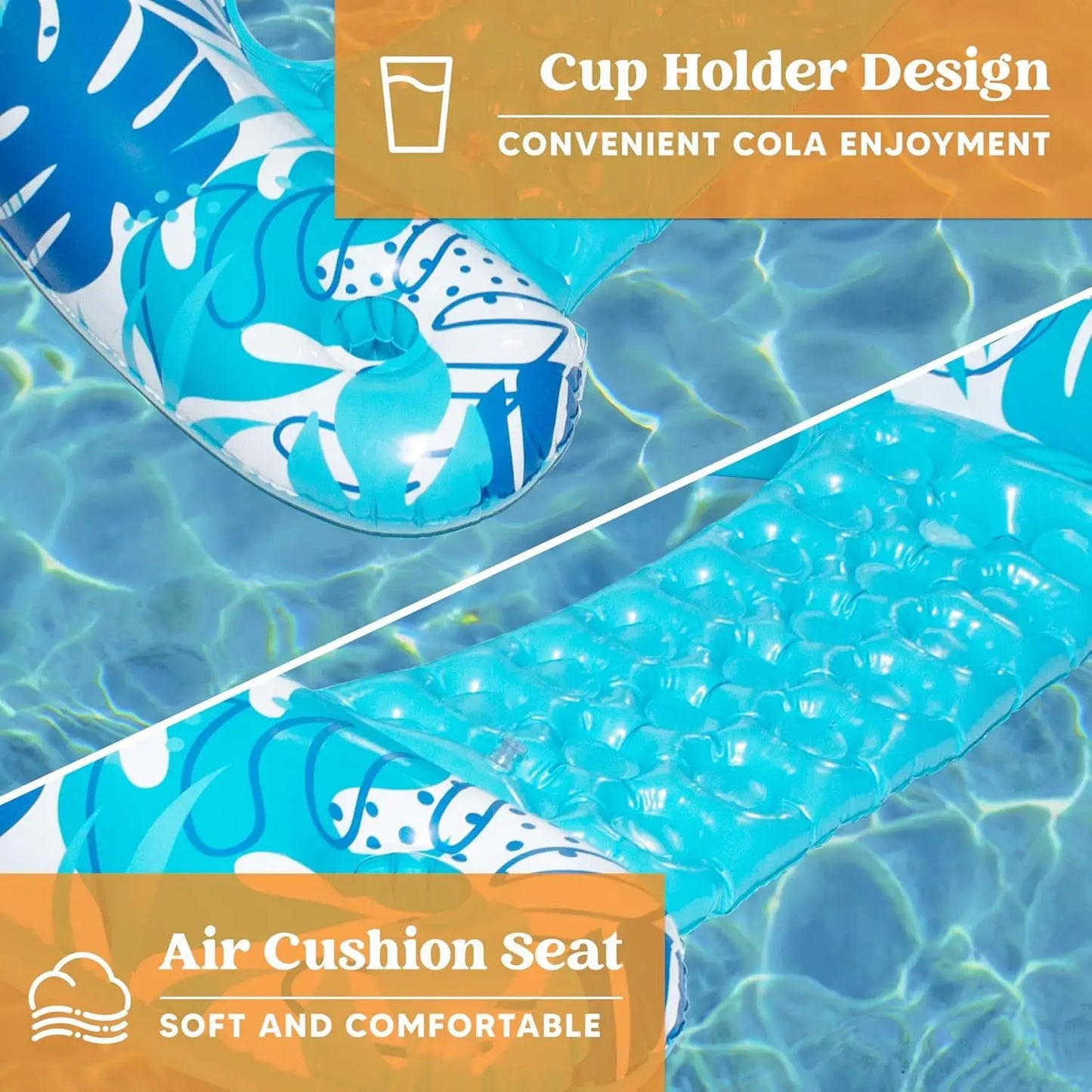 Inflatable Pool Chairs with Cup Holders | Summer Water Fun