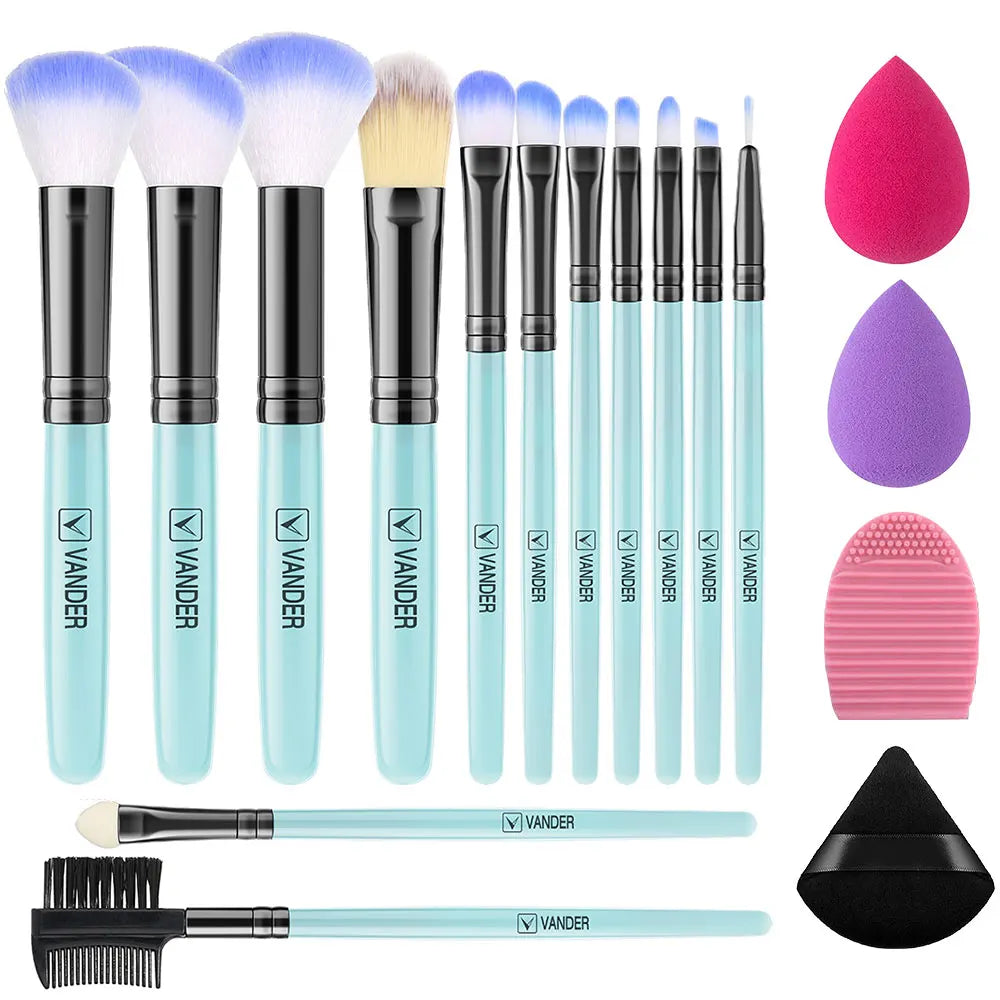 13 Piece Makeup Brushes & Sponges Set | Soft Synthetic Beauty Tools