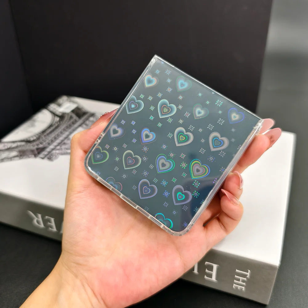 Holographic Love Pattern Phone Case | Stylish Protection for Z Flip 7