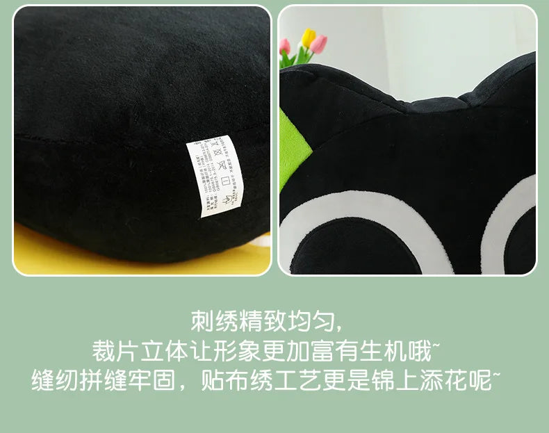 Kawaii Black Cat Plush Toy | Adorable Big Eye Cat Pillow