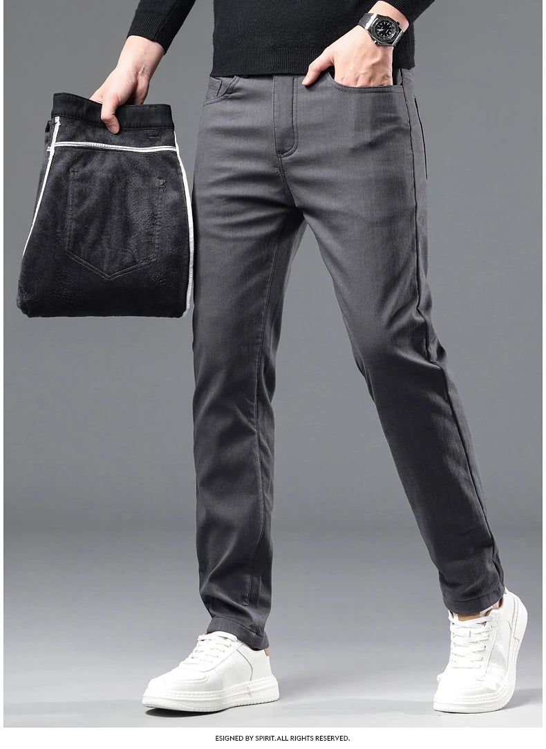 Men's Winter Fleece Pants | Thick Warm Casual Velvet Trousers