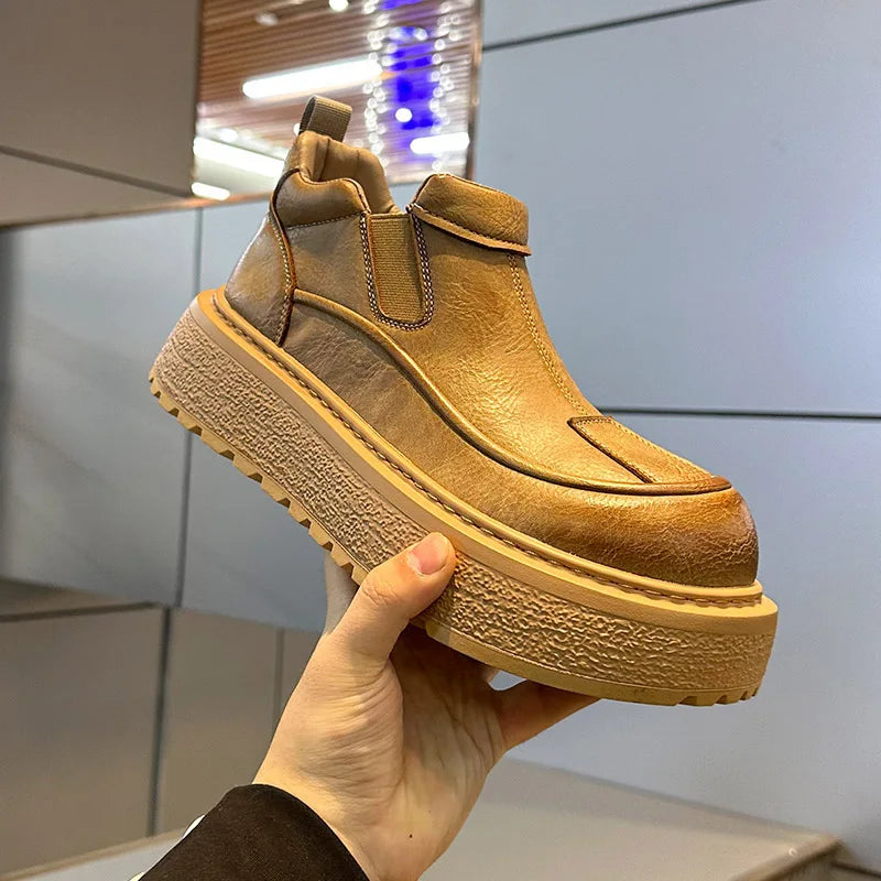 Men's Warm Leather Boots | Trendy Winter Workwear Footwear