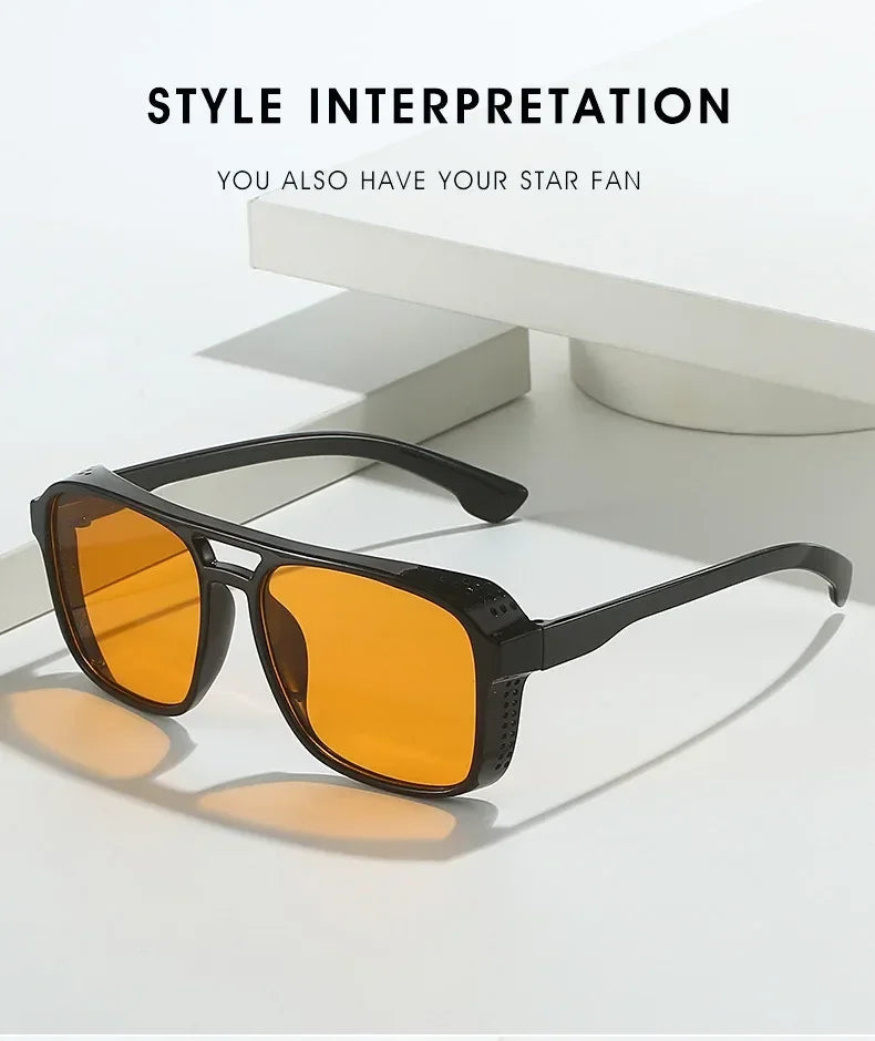 Classic Steampunk Style Sunglasses | Retro Square Sunglasses