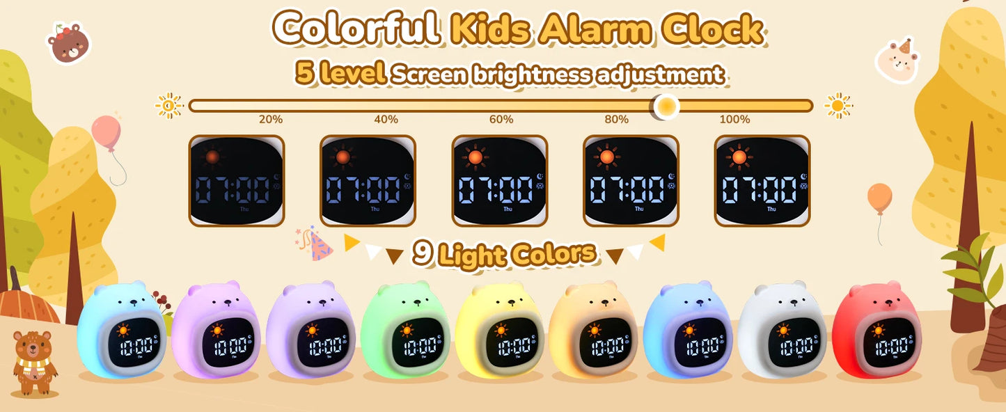 Cute Puppy-Shaped Kids Alarm Clock | Toddler Sleep Training Light