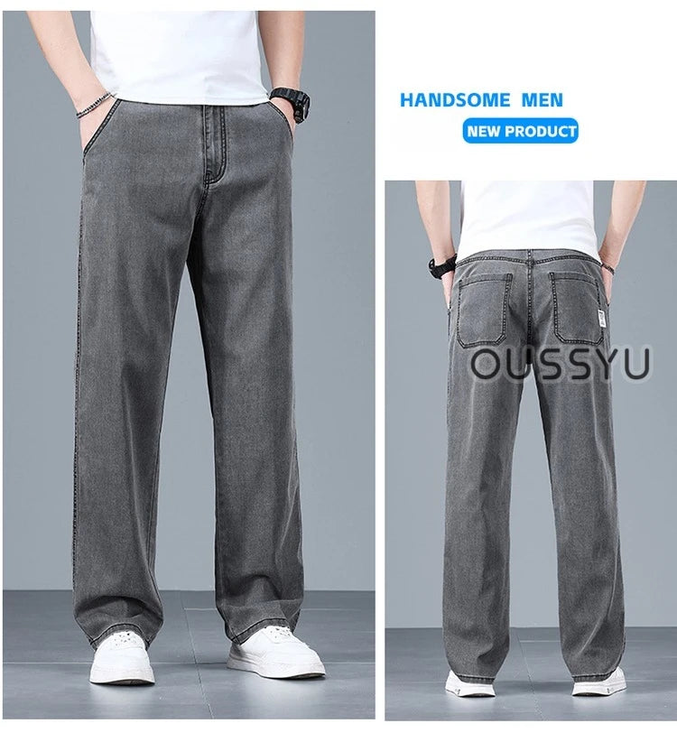 Men's Loose Straight Jeans | Lightweight Casual Pants for Summer