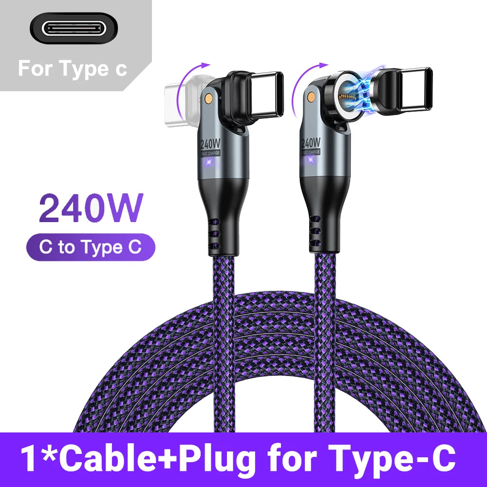 Magnetic 240W Fast Charging USB Type C Cable | Data Sync Cord
