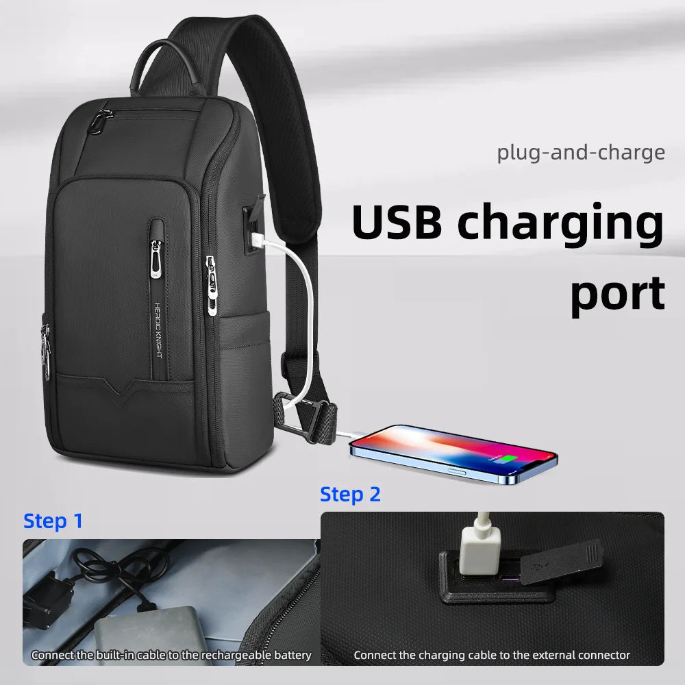 Men's Waterproof Anti-Theft Shoulder Sling Bag | Multi-Pocket Crossbody