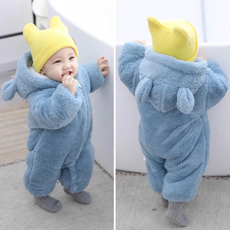 Cute Plush Bear Baby Romper | Warm Autumn Winter Jumpsuit