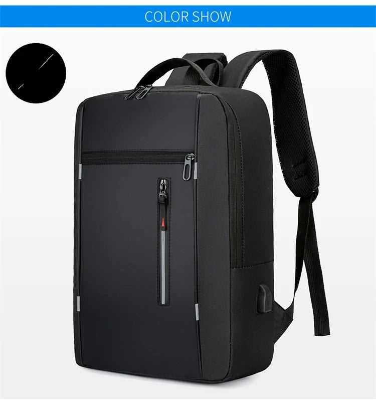 Men's Waterproof Oxford Laptop Backpack with USB Charging Port