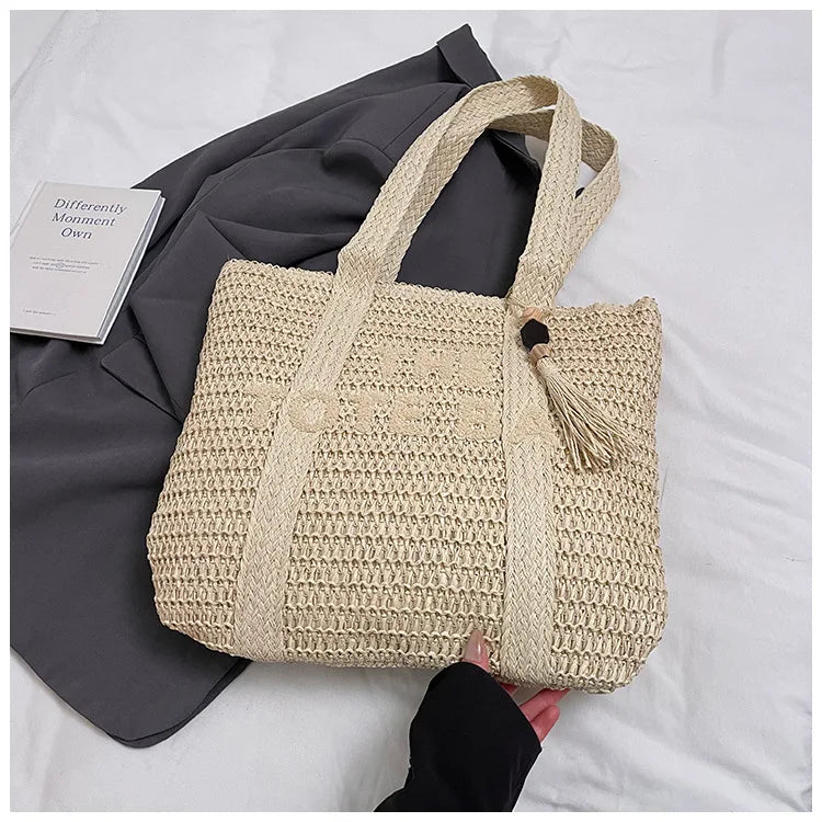 Hand-Woven Summer Handbags | Large Capacity Tote with Tassel