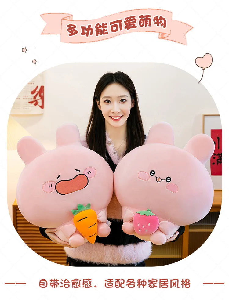 Large Pink Rabbit Plush Toy | Funny Expression Kids Stuffed Animal