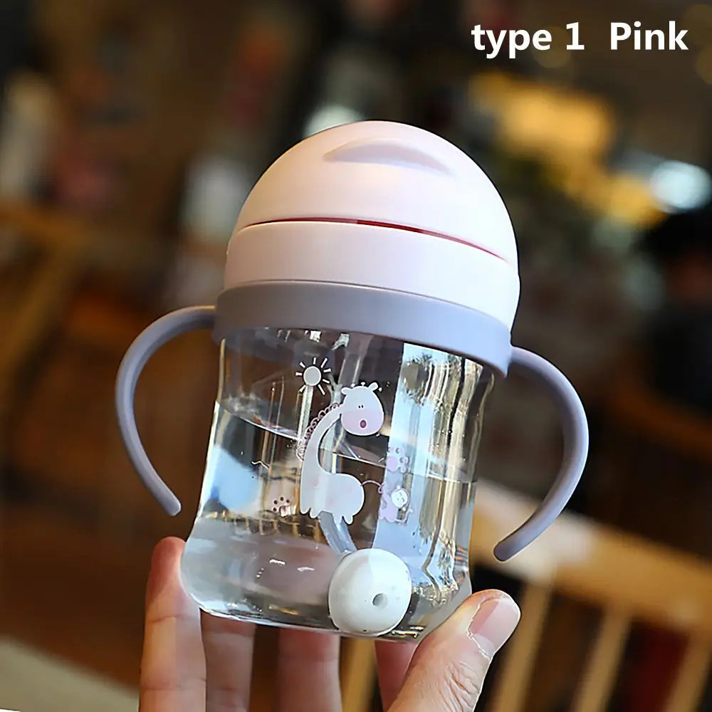 250ML Cartoon Pattern Child Drinking Bottle with Straw