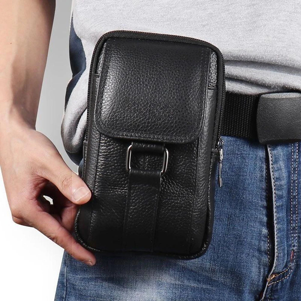 Bolso bandolera de piel de vacuno para hombre | Elegante diseño multibolsillos