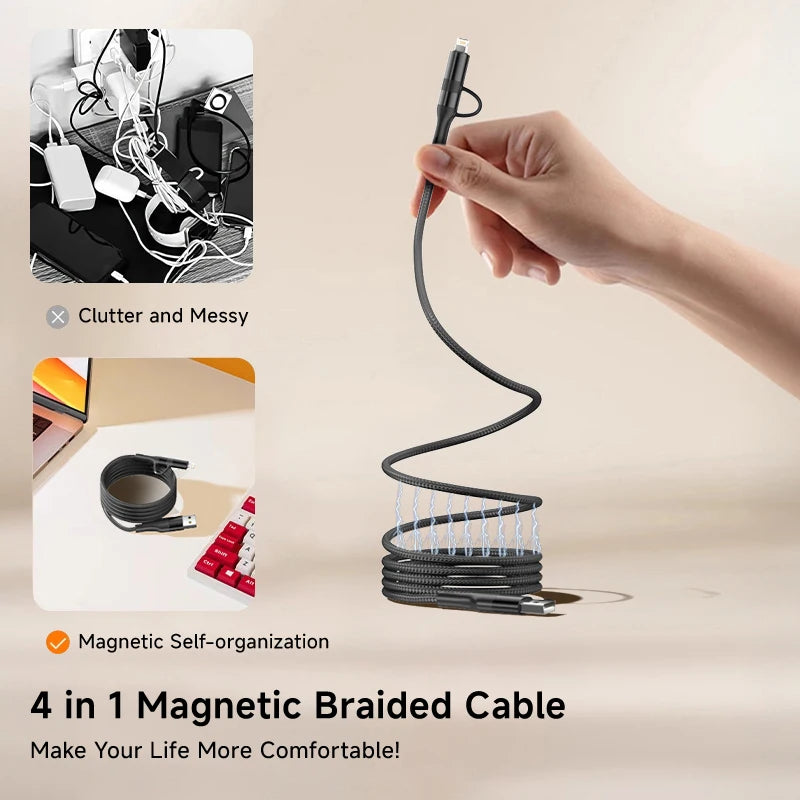 4 in 1 Magnetic Fast Charging Cable | Universal Compatibility & Durability