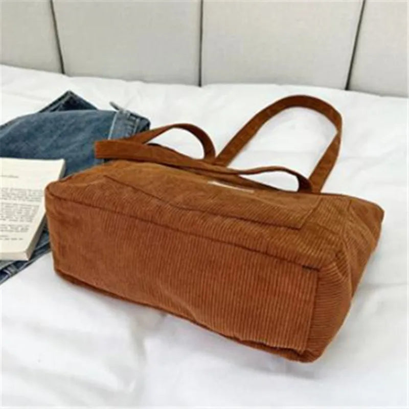 Stylish Women's Corduroy Shoulder Tote Bag | Large Capacity Handbag