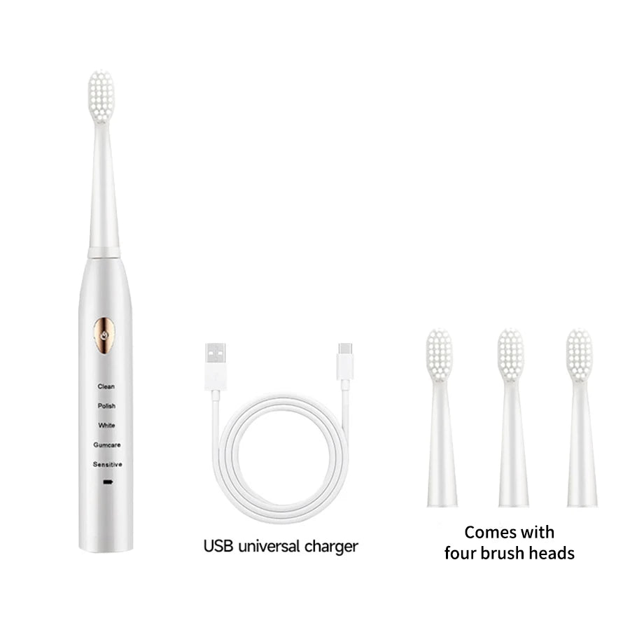 Cepillo de Dientes Eléctrico Sónico Premium | Diseño Impermeable de 5 Velocidades