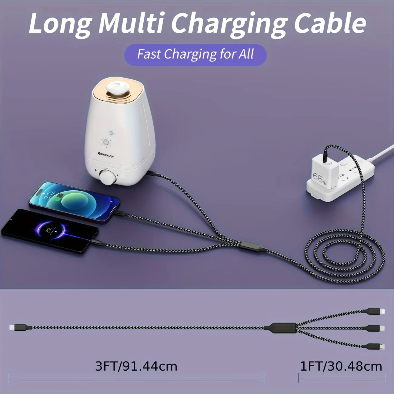 2PCS Fast Charging Multi-Port Type-C Cable | Versatile Charging Solution