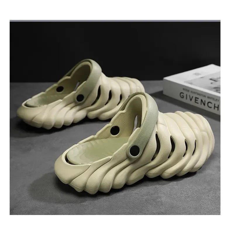 Men Fashion Closed Toe Beach Slippers Summer Trendy Casual Breathable Non Slip Slip on Street Daily Leisure Shoes