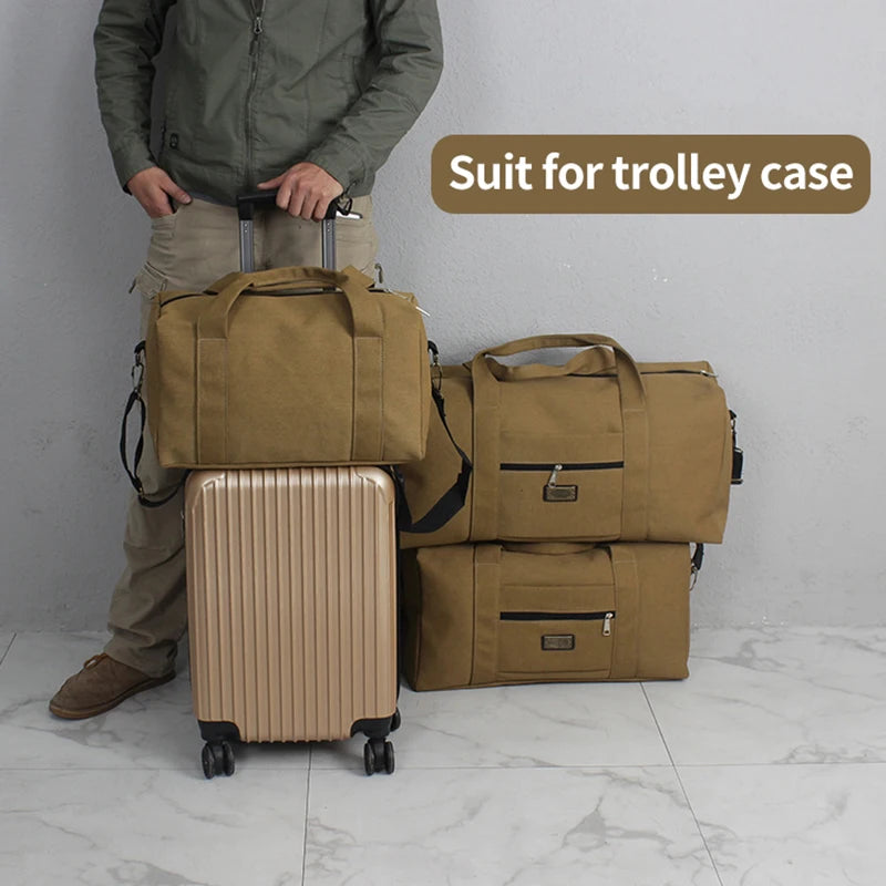 Unisex Soft Canvas Travel Duffle Bag | Large Capacity Tote