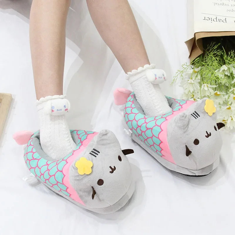 Cute Cartoon Cat Slippers | Cozy Plush Doll Indoor Shoes