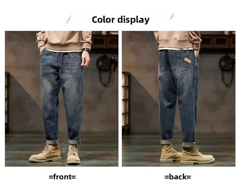 Retro American Style Men's Jeans | Loose Straight-Leg Denim Pants