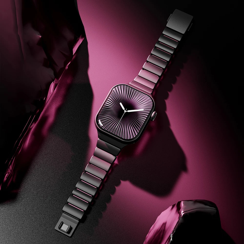 Slim Stainless Steel Rubber Strap for Apple Watch - Versatile & Stylish