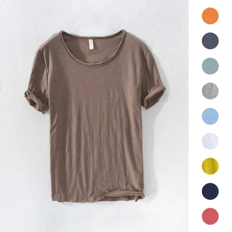 Men's Retro Raw Edge T-Shirt | Lightweight & Breathable Casual Top