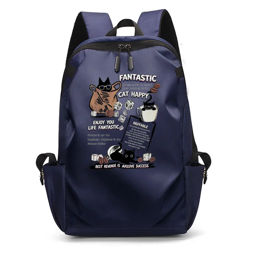 Cute Waterproof Men's Business Laptop Backpack with Cat Print