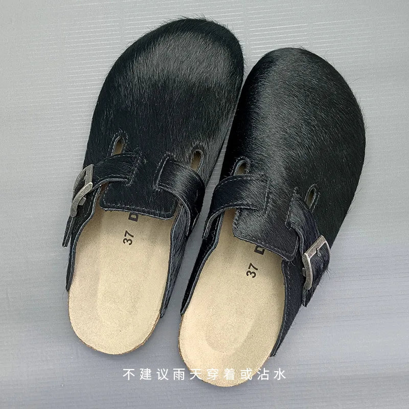 Comfortable Genuine Leather Slip-On Clogs with Arch Support