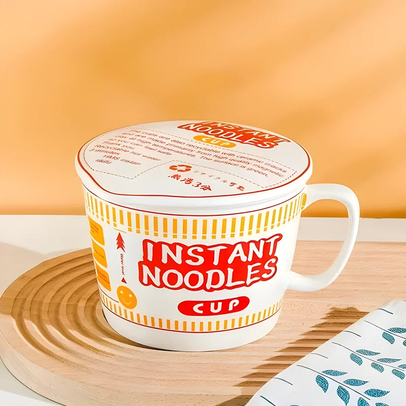 Cuenco de ramen de gran capacidad con asa | Elegante cuenco de cerámica para fideos