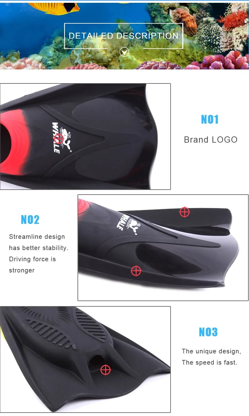 Professional Silicone TPR Diving Fins for All Ages | Pool Ready
