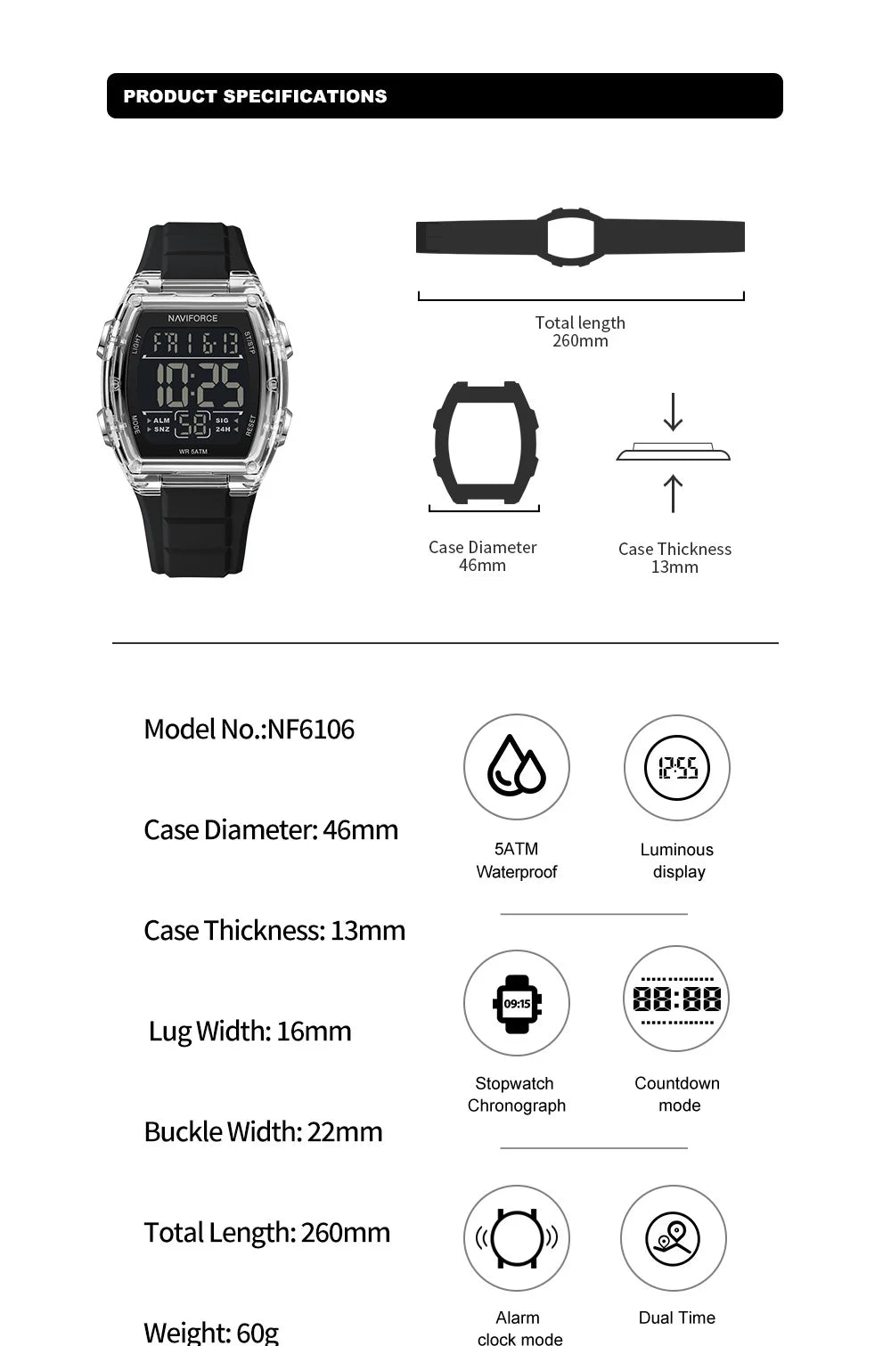 Luxury Digital Sport Watches for Men | Waterproof Silicone Band
