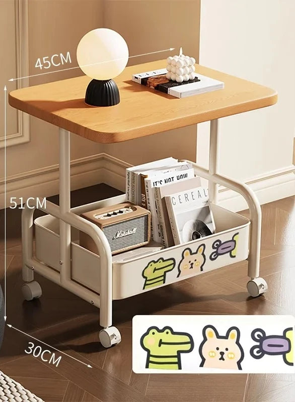 Double-Tier Mobile Rolling Laptop Desk & Storage Table