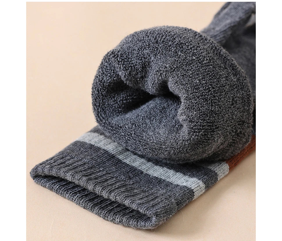 Thick Cotton Striped Winter Toe Socks for Men | Ultimate Warmth